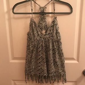 Charcoal and white Aztec tank